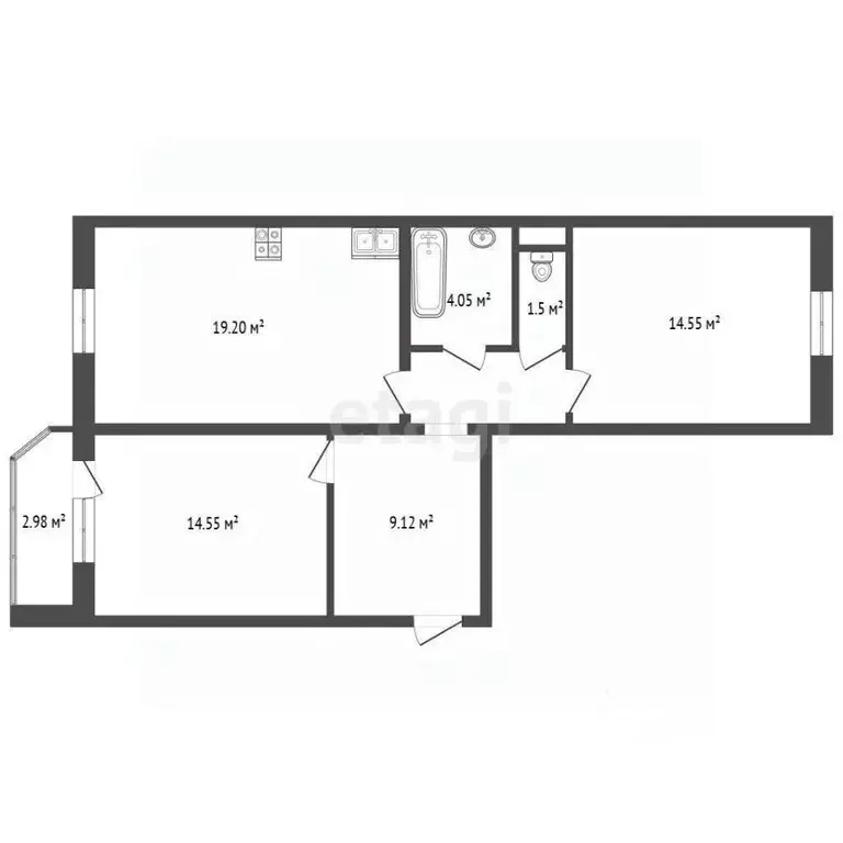 2-к кв. Тюменская область, Тюменский муниципальный округ, д. Дударева ... - Фото 2
