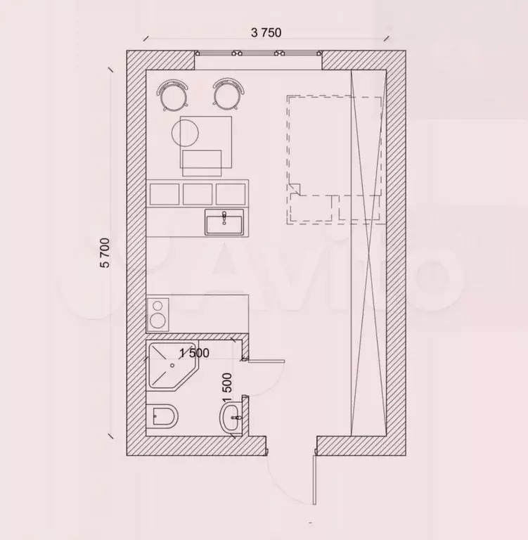 Апартаменты-студия, 11,4 м, 3/3 эт. - Фото 0