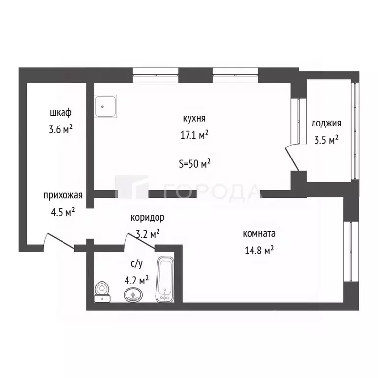 2-к кв. Алтайский край, Барнаул ул. Солнечная Поляна, 75 (50.0 м) - Фото 2