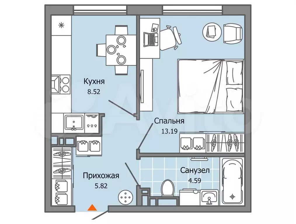 1-к. квартира, 32 м, 3/7 эт. - Фото 0