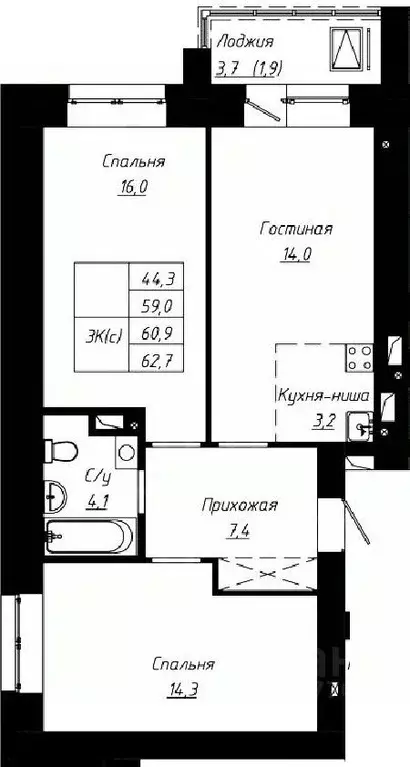 3-к кв. Алтайский край, Барнаул ул. Чернышевского, 189к1 (60.9 м) - Фото 0