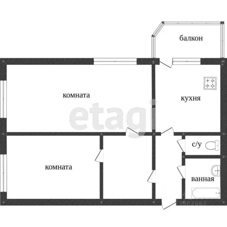 2-к кв. Ханты-Мансийский АО, Сургут ул. 30 лет Победы, 50 (59.3 м) - Фото 1