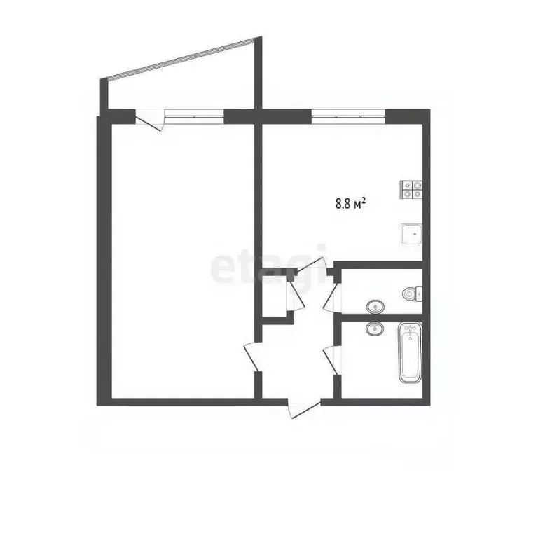 1-к кв. Тюменская область, Тюмень Широтная ул., 17а (33.4 м) - Фото 1