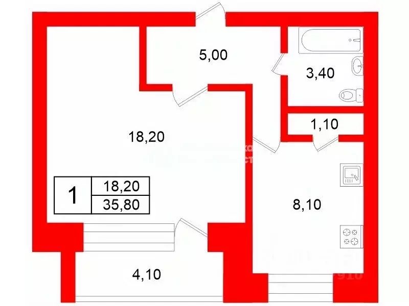 1-к кв. Санкт-Петербург, Санкт-Петербург, Петергоф Ропшинское ш., 11 ... - Фото 2