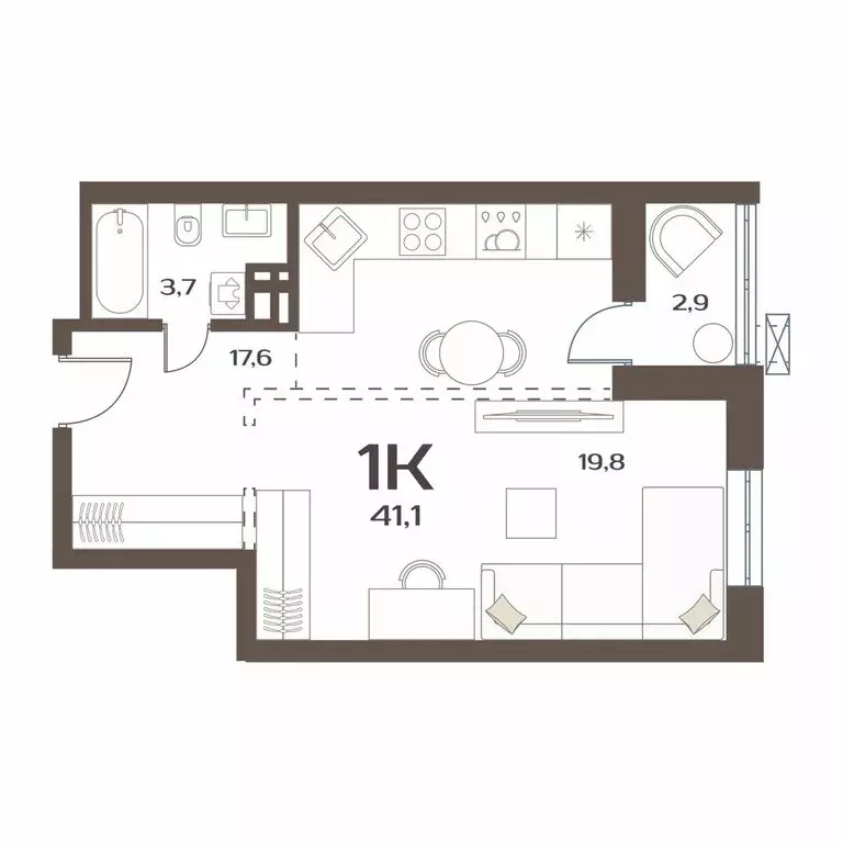 1-комнатная квартира: Владивосток, улица Коммунаров, 15к6 (41.1 м) - Фото 1