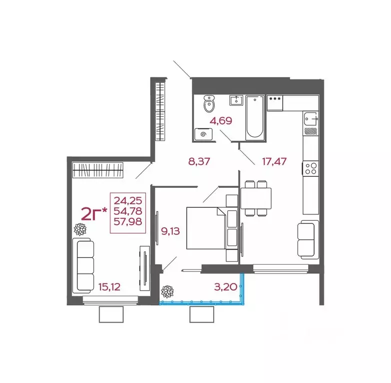 2-к кв. Пензенская область, Пенза ул. Баталина, 31 (57.98 м) - Фото 1