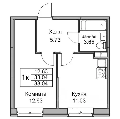 1-к кв. Санкт-Петербург ул. Ивинская, 9 (32.8 м) - Фото 0