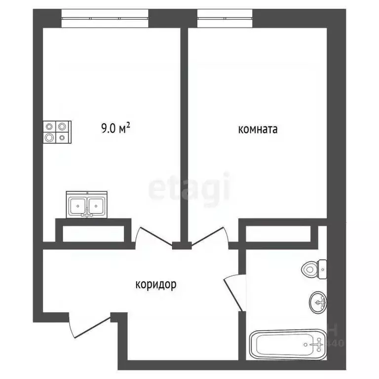 1-к кв. Тюменская область, Тюмень проезд Тихий, 6 (42.7 м) - Фото 1