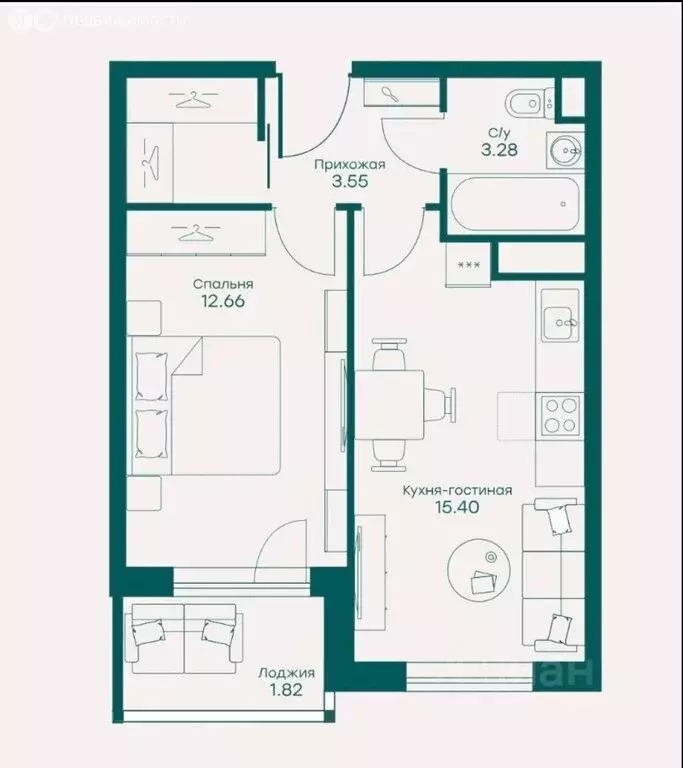 1-комнатная квартира: Одинцово, Каштановая улица, 10к1с1 (37.6 м) - Фото 1