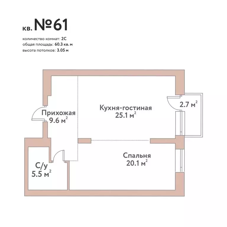 2-комнатная квартира: Новосибирск, жилой комплекс Флора и Фауна (60.3 ... - Фото 0