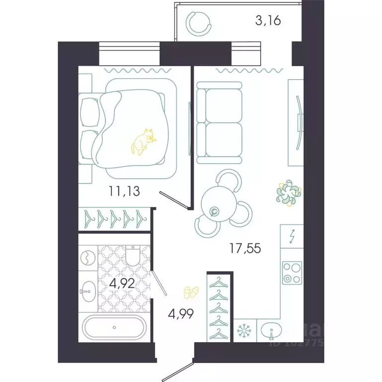 1-к кв. Пензенская область, Пенза Колышлейская ул., 7 (40.92 м) - Фото 1