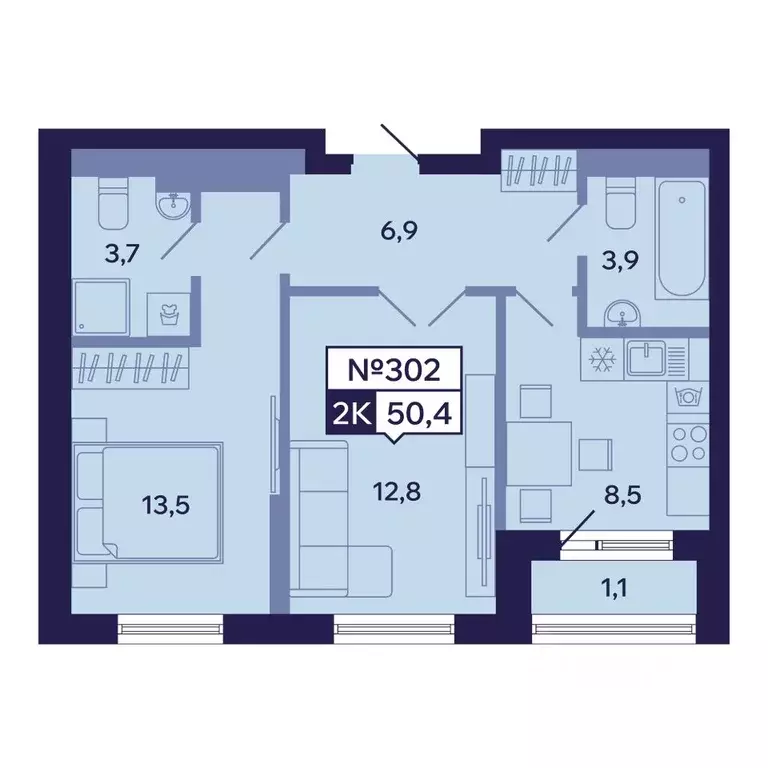 2-к кв. Саха (Якутия), Якутск ул. Новопортовская, 1А/1 (50.4 м) - Фото 1