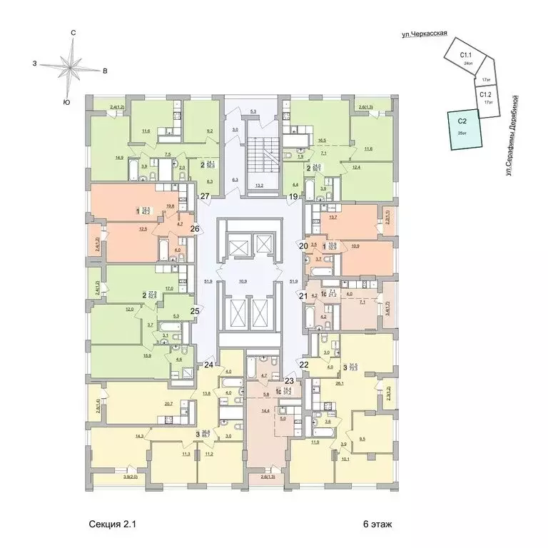 2-комнатная квартира: Екатеринбург, Черкасская улица, 5к3 (62.8 м) - Фото 1