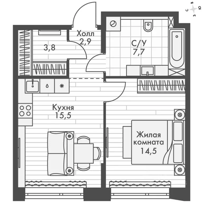 1-к кв. Нижегородская область, Нижний Новгород Черниговская ул. (44.4 ... - Фото 2
