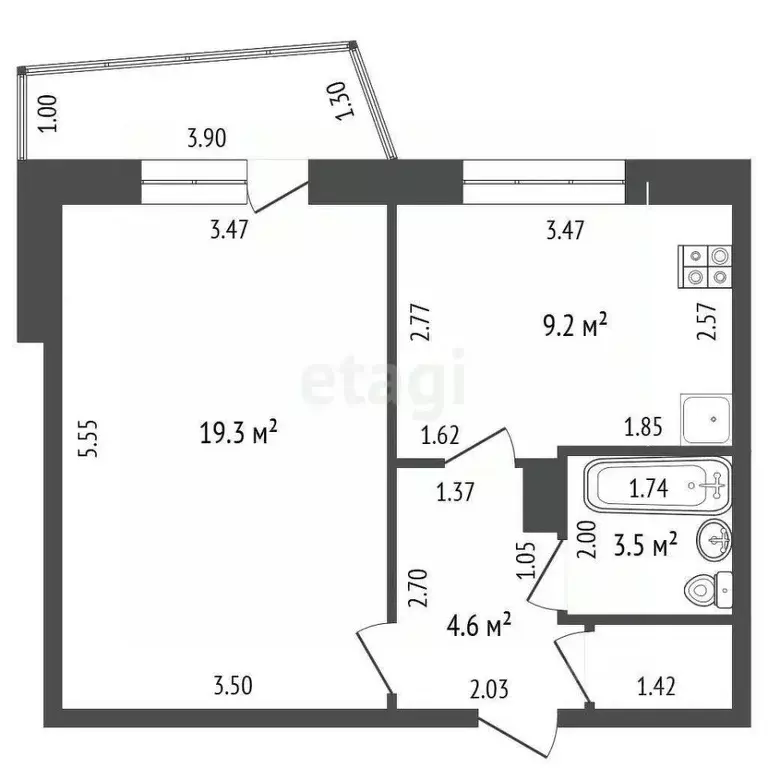 1-к кв. Тамбовская область, Тамбов Магистральная ул., 27 (37.8 м) - Фото 1
