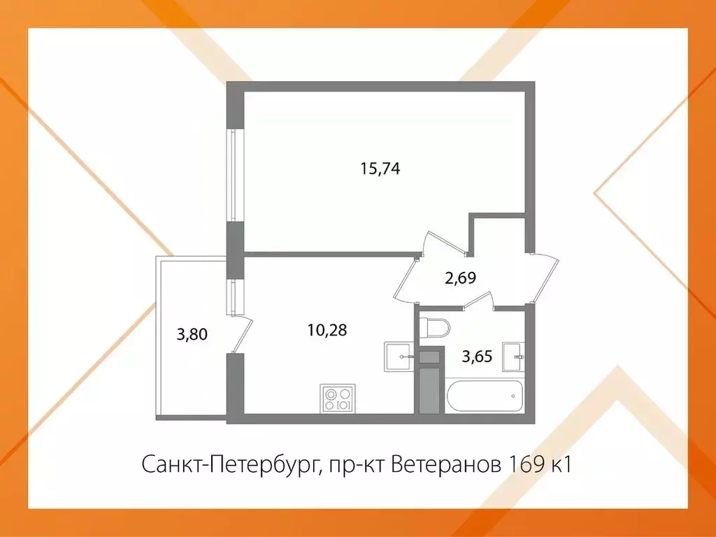 1-к кв. Санкт-Петербург просп. Ветеранов, 169к1 (32.0 м) - Фото 2