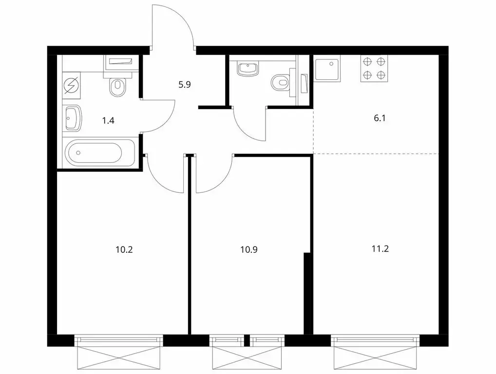 2-комнатная квартира: Москва, жилой комплекс Кольская 8, 2.2 (48.5 м) - Фото 1