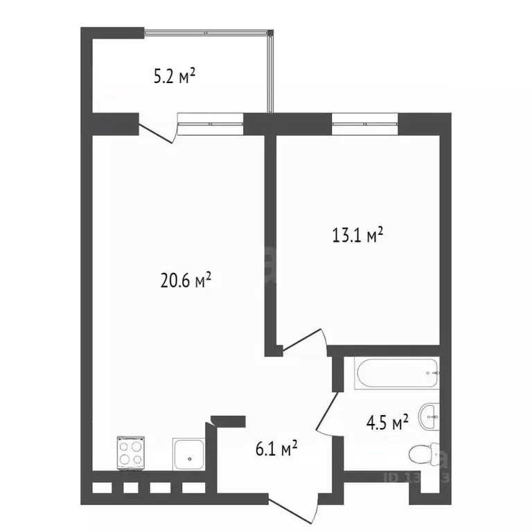 1-к кв. Тюменская область, Тюмень ул. Монтажников, 57 (44.8 м) - Фото 1