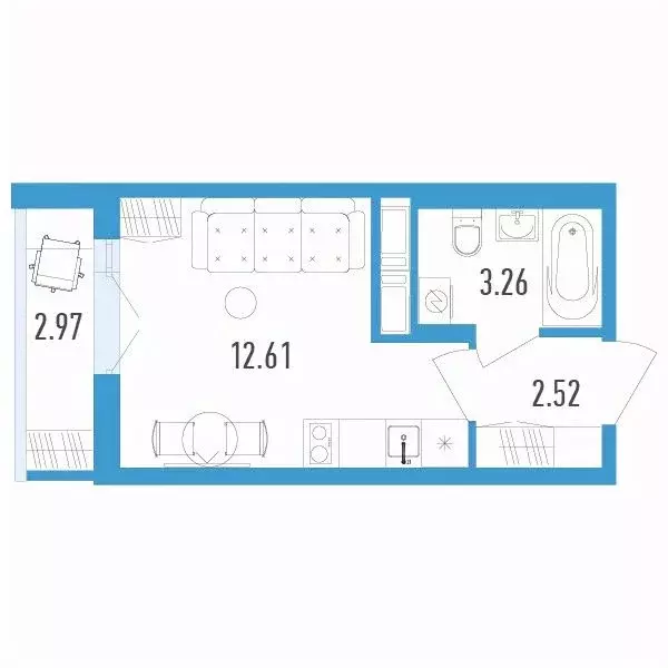 Студия Санкт-Петербург пос. Шушары, просп. Старорусский, 3к1 (19.88 м) - Фото 0