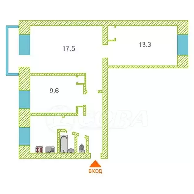 3-комнатная квартира: Тюмень, микрорайон Мыс, улица Маршала Захарова, ... - Фото 2