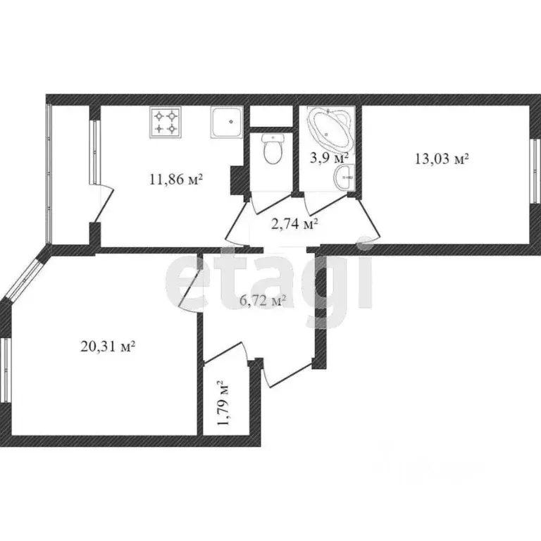 2-к кв. Калужская область, Калуга Хрустальная ул., 44к4 (60.5 м) - Фото 2