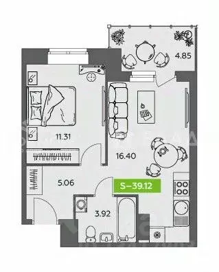 1-к кв. Архангельская область, Северодвинск Беломорский просп., 3Ак2 ... - Фото 2