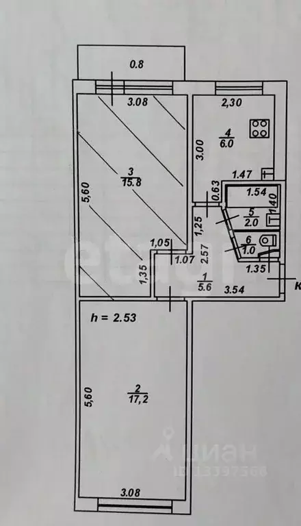 2-к кв. Тверская область, Тверь Мигаловская наб., 16 (48.0 м) - Фото 2