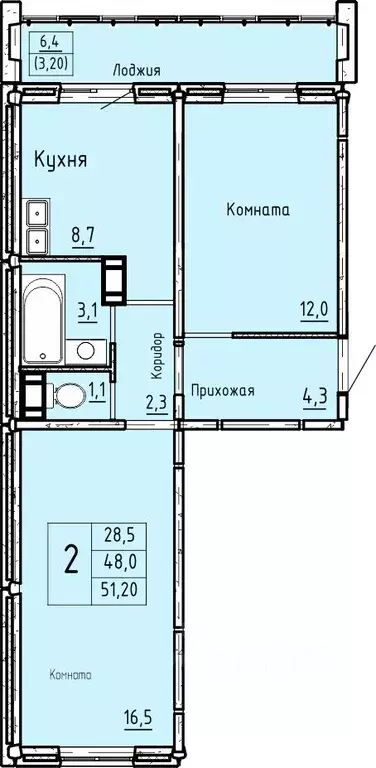 2-к кв. Курганская область, Курган Заозерный жилрайон, 7-й мкр, 11 ... - Фото 0