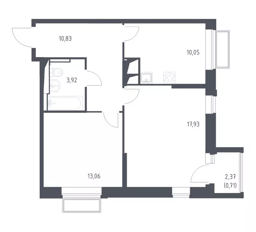 2-комнатная квартира: Мытищи, микрорайон Перловка, ЖК Долина Яузы, 2 ... - Фото 1