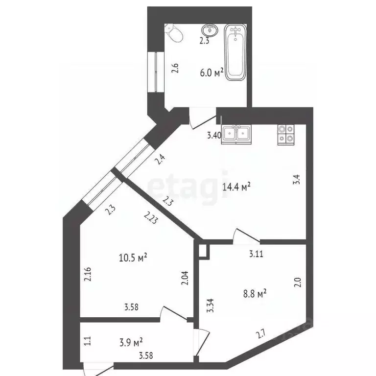 1-к кв. Калужская область, Калуга ул. Пухова, 27/25 (43.6 м) - Фото 2