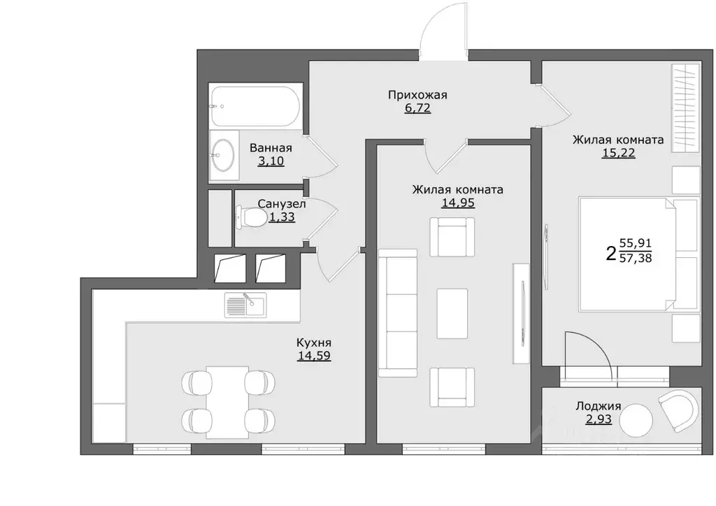 2-к кв. Московская область, Хотьково Сергиево-Посадский район, Клевер ... - Фото 1