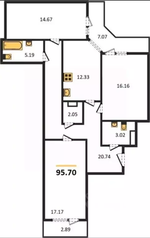 3-к кв. Самарская область, Самара ул. Советской Армии, 91 (95.7 м) - Фото 2