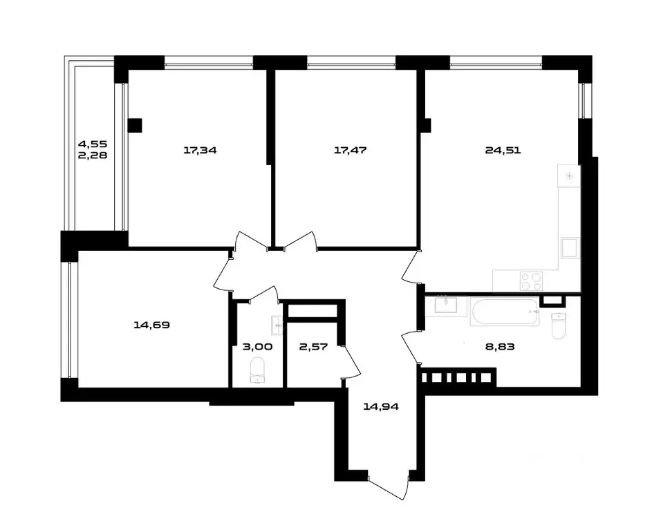 3-к кв. Воронежская область, Воронеж ул. Ольминского, 4 (103.35 м) - Фото 1