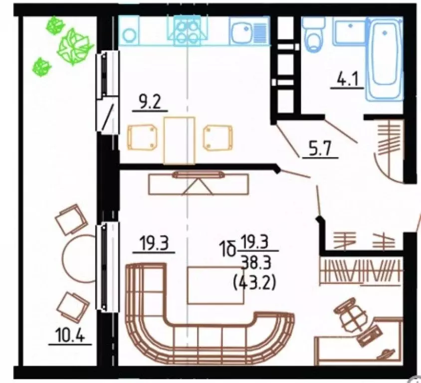 1-к кв. Брянская область, Брянск ул. Романа Брянского, 8Б (43.2 м) - Фото 1