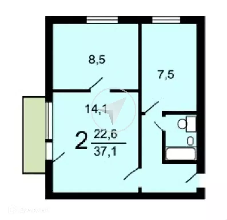 Продаётся 2-к квартира, 37 м - Фото 1