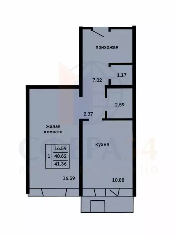 1-комнатная квартира: Новосибирск, улица В. Высоцкого, 143/5 (41.36 м) - Фото 0