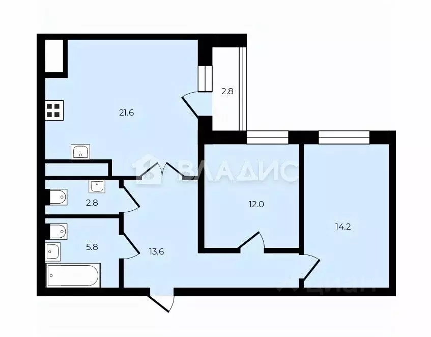 2-к кв. Санкт-Петербург Смоленская ул., 11к2 (70.0 м) - Фото 2