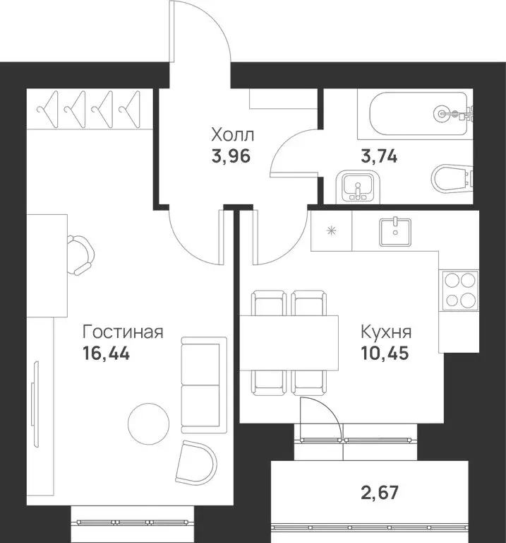 1-комнатная квартира: Тула, микрорайон Новая Тула (37.26 м) - Фото 0