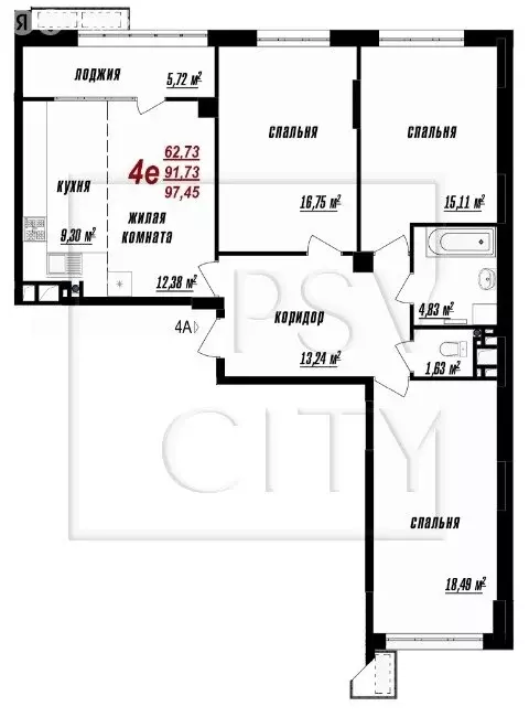 4-комнатная квартира: Белгород, улица Победы, 126 (97.5 м) - Фото 0