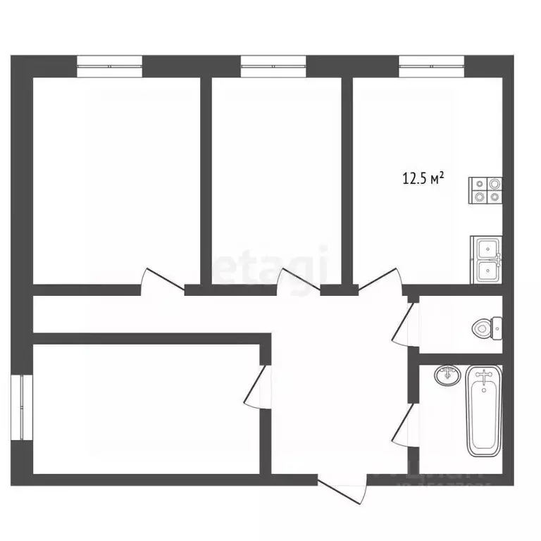 3-к кв. Ямало-Ненецкий АО, Муравленко ул. Энтузиастов, 33 (74.1 м) - Фото 2