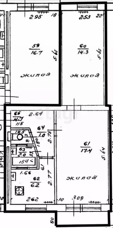 2-к кв. Калининградская область, Калининград Коммунистическая ул., 58Б ... - Фото 2