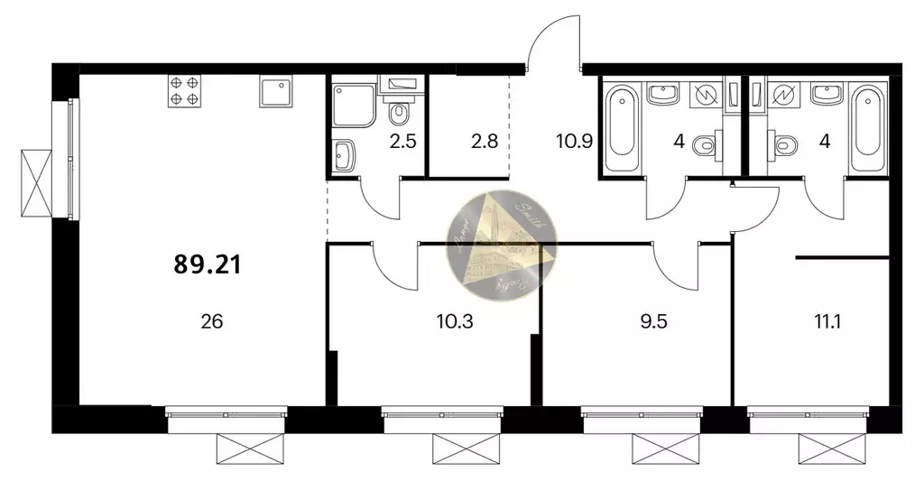 Продаётся 3-к квартира, 89.2 м - Фото 1