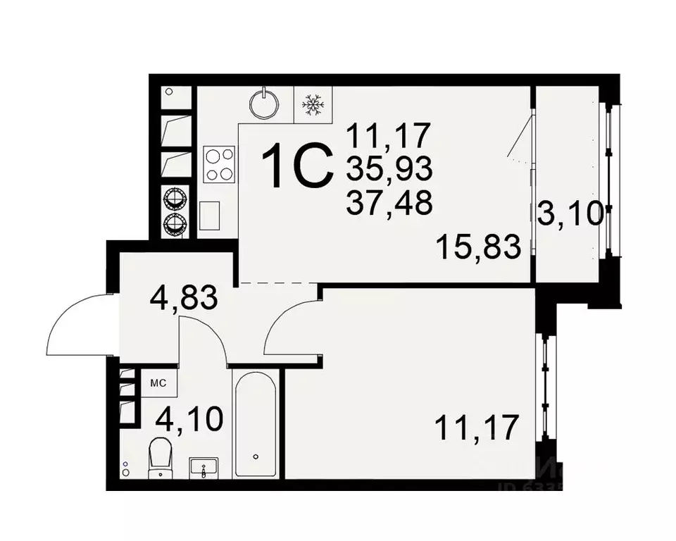 1-к кв. Рязанская область, Рязань Торговый Городок тер., Медиана жилой ... - Фото 1