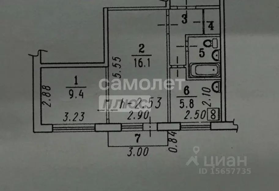 2-к кв. Омская область, Омск Краснознаменная ул., 21В (39.0 м) - Фото 2