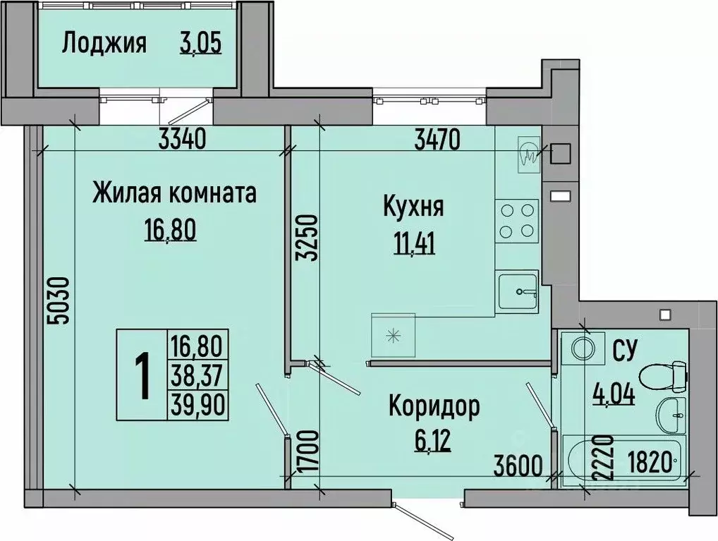 1-к кв. Волгоградская область, Волгоград Долина-2 жилрайон,  (39.9 м) - Фото 0