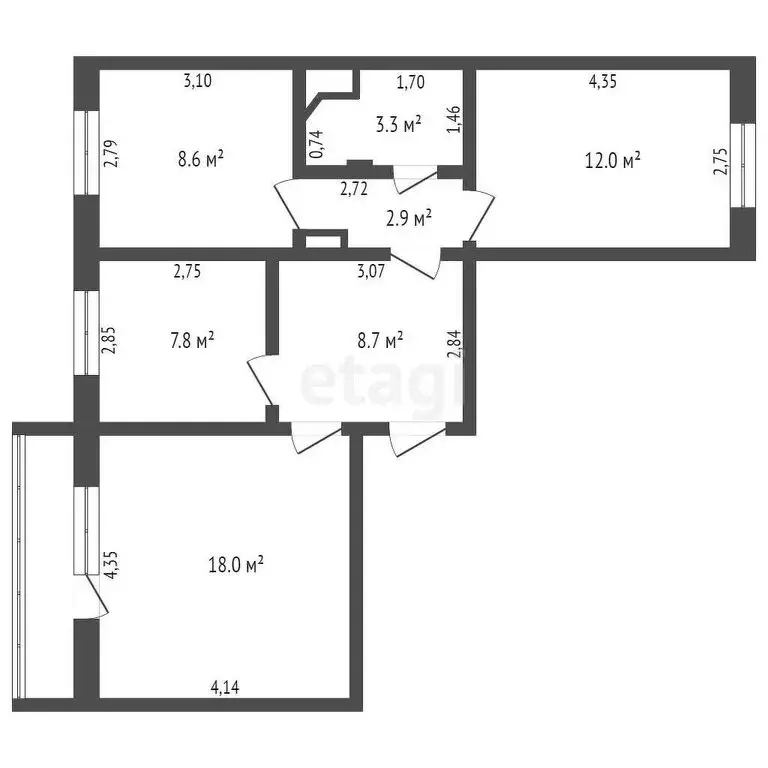 3-комнатная квартира: Кемерово, улица Свободы, 6 (61.7 м) - Фото 0