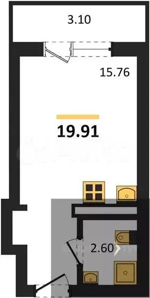 Квартира-студия, 19,9 м, 6/20 эт. - Фото 0