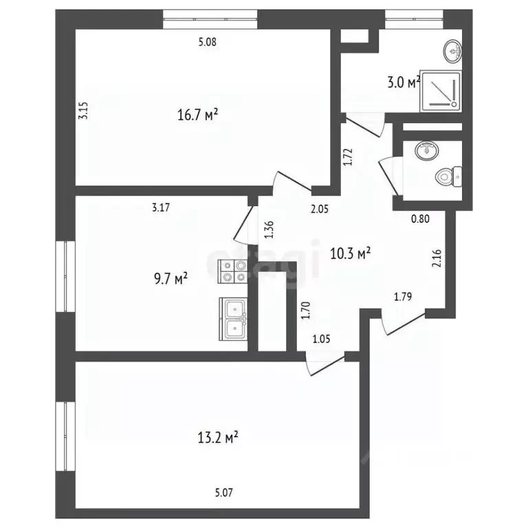 2-к кв. Крым, Симферополь ул. Железнодорожная (54.2 м) - Фото 2