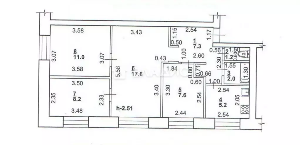 4-к кв. Башкортостан, Стерлитамак ул. Блюхера, 6А (60.1 м) - Фото 2