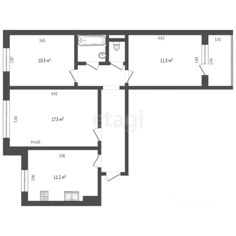 3-к кв. Омская область, Омск ул. Дианова, 30 (62.7 м) - Фото 1